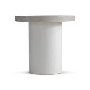Bernhardt Bernhardt Turo Side Table — 25" Wire-Brushed Oak Top, Cylindrical Base, Bone & Fossil Finishes, Durable Elegance 508122