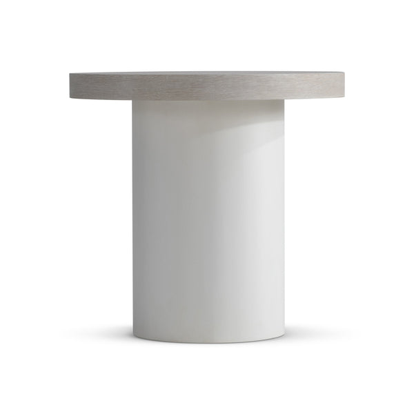 Bernhardt Bernhardt Turo Side Table — 25" Wire-Brushed Oak Top, Cylindrical Base, Bone & Fossil Finishes, Durable Elegance 508122