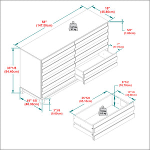 6-Drawer Solid Wood Contemporary Dresser Black BR6DPRIDRBL-T Walker Edison