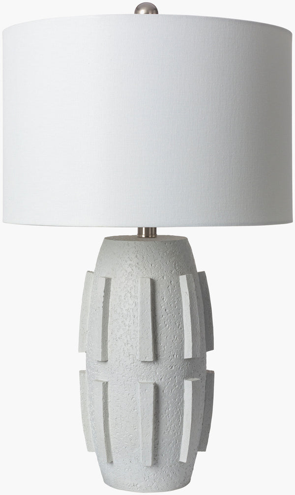 Surya Khaleesi 26" Elegant Accent Table Lamp With White Linen Shade - Timeless Style For Any Decor Body, White,Shade, White,Finial, Metallic ,Nickel,Harp, Metallic ,Nickel,Cord, Translucent Resin,Linen,Polyester,Iron Khs-001