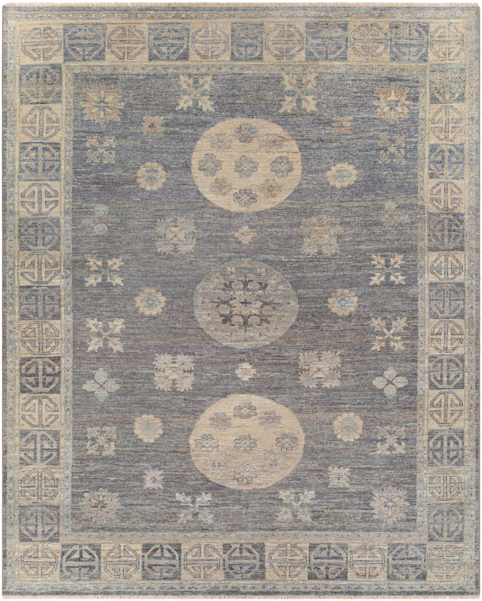Khotan KHT-2301 9' x 12' Handmade Rug KHT2301-912  Dark Blue, Medium Gray, Medium Brown Surya