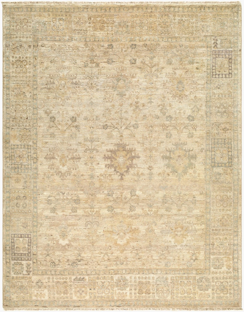 Surya Khotan Hand Knotted Wool Area Rug with Geometric Medallions for Entryways and Bedside 8' x 10' Rectangle KHT2306-810