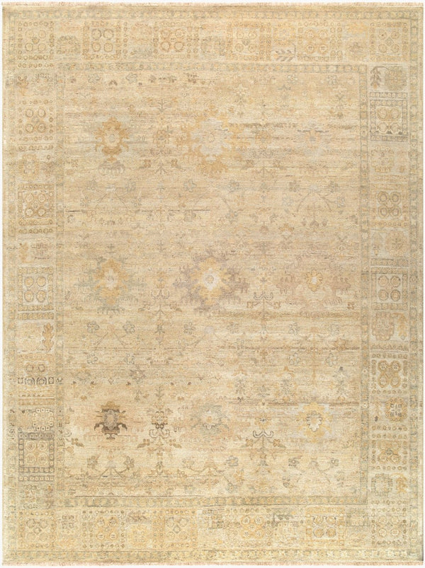 Surya Khotan Hand Knotted Wool Area Rug with Geometric Medallions for Entryways and Bedside 9' x 12' Rectangle KHT2306-912