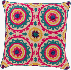 Surya Khavi 18"L X 18"W Cotton Accent Pillow - Elegant Comfort For Timeless Home Decor & Easy Care Rose Cotton,Cotton Khv002-2222