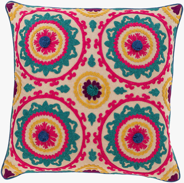 Surya Khavi 18"L X 18"W Cotton Accent Pillow - Elegant Comfort For Timeless Home Decor & Easy Care Rose Cotton,Cotton Khv002-2222
