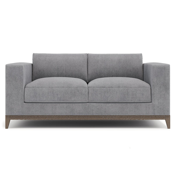 Bernhardt Bernhardt Noel Loveseat In Grey Fabric With Feather-Down Cushions, Low Profile & Portobello Base - Made to Order P7325A