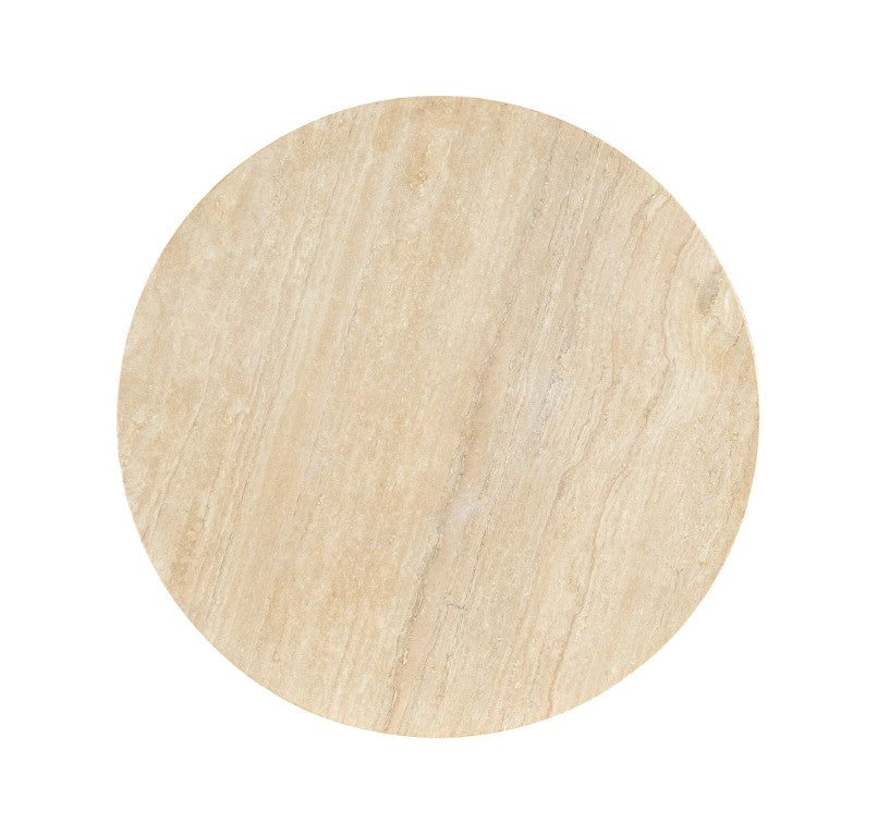 Hooker Furniture Retreat Travertine Round Side Table With Hand-Wrapped Rope Base, Coastal Rustic Accent Table, 26" 6950-80114-80