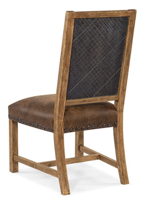 Hooker Furniture Big Sky Side Chair With Leather Seat & Evere Cream Back, Hand-Distressed Wood, Nailhead Trim 6700-75310-80