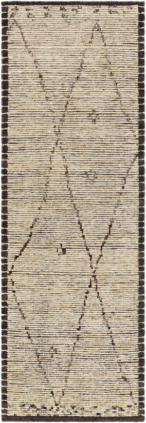 Khyber KHY-2300 2'6" x 8' Runner Handmade Rug KHY2300-268  Black, Charcoal, Dark Brown, Beige, Wheat Surya