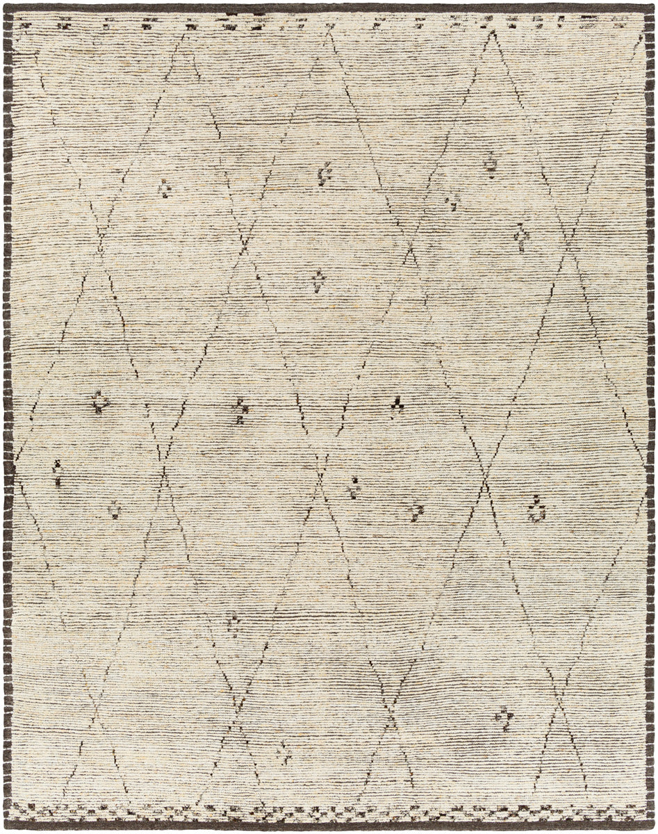 Khyber KHY-2300 8' x 10' Handmade Rug KHY2300-810  Black, Charcoal, Dark Brown, Beige, Wheat Surya