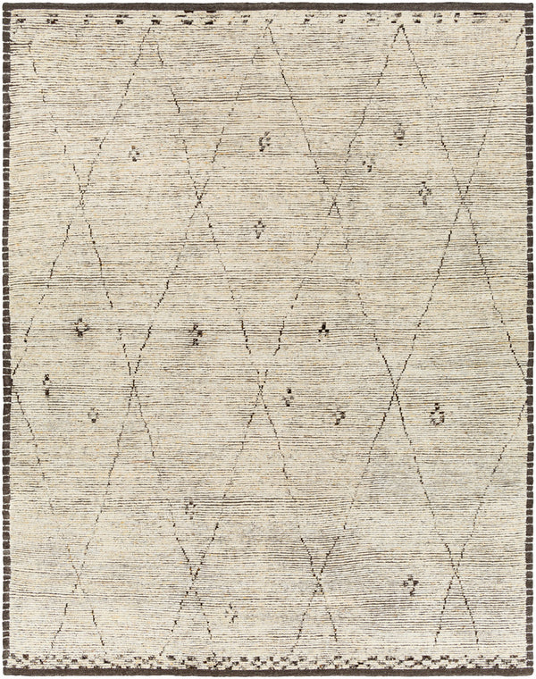 Khyber KHY-2300 8' x 10' Handmade Rug KHY2300-810  Black, Charcoal, Dark Brown, Beige, Wheat Surya