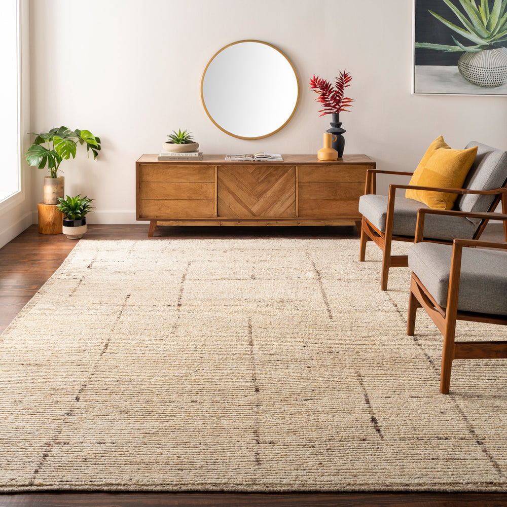 Khyber KHY-2302 9' x 12' Handmade Rug KHY2302-912  Wheat, Beige, Dark Brown Surya