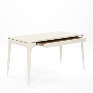 A.R.T. Furniture Blanc Contemporary Writing Desk In Alabaster & Burnished Bronze With Storage Drawer & Levelers White Parrawood Solids,Maple Veneers 289421-1040