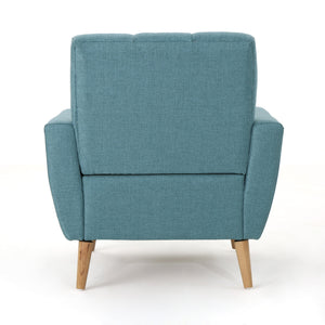 English Elm Christopher Knight Home® - Mid Mid Century Fabric Club Chair with Channel Stitching, Tufted Cushion, Plush Polyester Comfort Blue 33 L x 29.75 W x 18 H 62223.00BLU