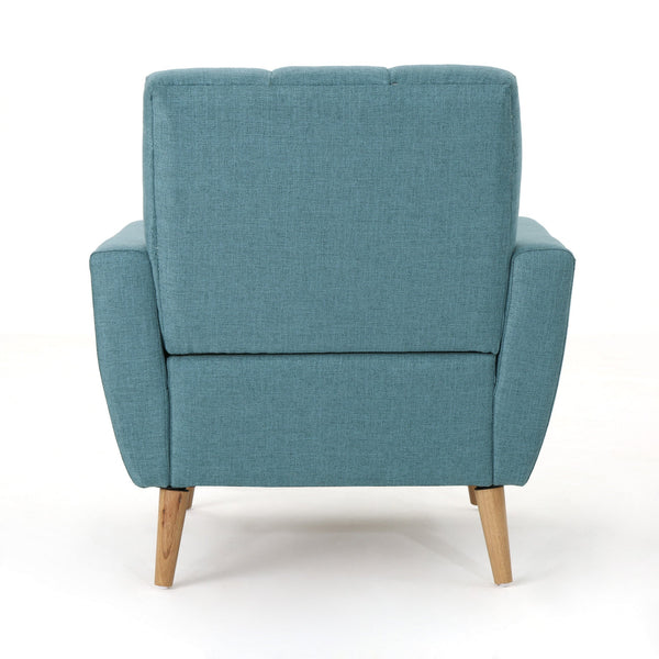 English Elm Christopher Knight Home® - Mid Mid Century Fabric Club Chair with Channel Stitching, Tufted Cushion, Plush Polyester Comfort Blue 33 L x 29.75 W x 18 H 62223.00BLU