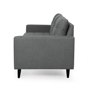 English Elm Christopher Knight Home® - 3-Seater Modern Fabric Sofa - Dark Grey, Elegant Button-Tufted Design, Durable & Stylish For Living Spaces 66890.00A_66890.00B