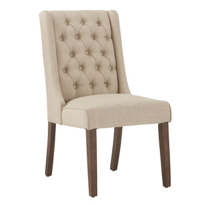 Homelegance By Top-Line Griffin Tufted Linen Upholstered Side Chairs (Set of 2) Beige Rubberwood