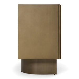 VIG Furniture Kiefer Modern Buffet With Faux Travertine Ceramic Top, Metallic Bronze Finish, Soft-Closing Doors VGVC-G25968