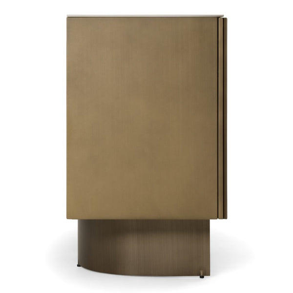 VIG Furniture Kiefer Modern Buffet With Faux Travertine Ceramic Top, Metallic Bronze Finish, Soft-Closing Doors VGVC-G25968