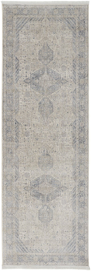 Feizy Rugs Marquette Medallion Rug – Elegant Power-loomed Design, Stain-resistant, Easy Care For High Traffic Areas Taupe,Gray,Blue Polyester,Acrylic Mrq3775fgry000i8c