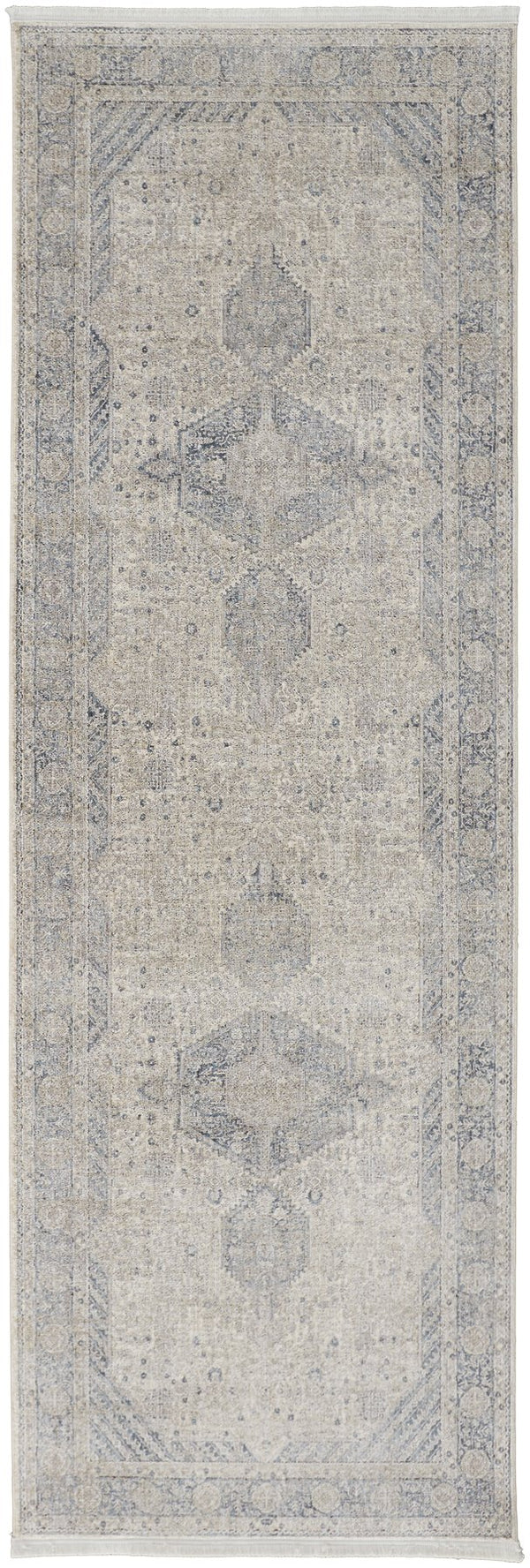Feizy Rugs Marquette Medallion Rug – Elegant Power-loomed Design, Stain-resistant, Easy Care For High Traffic Areas Taupe,Gray,Blue Polyester,Acrylic Mrq3775fgry000i8c