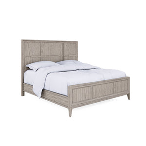 A.R.T. Furniture Sojourn King Panel Bed In Ashen Oak - Transitional Design With Framed Headboard & Underbed Clearance Gray Ash Solids,Knotty Oak Veneers 316126-2311