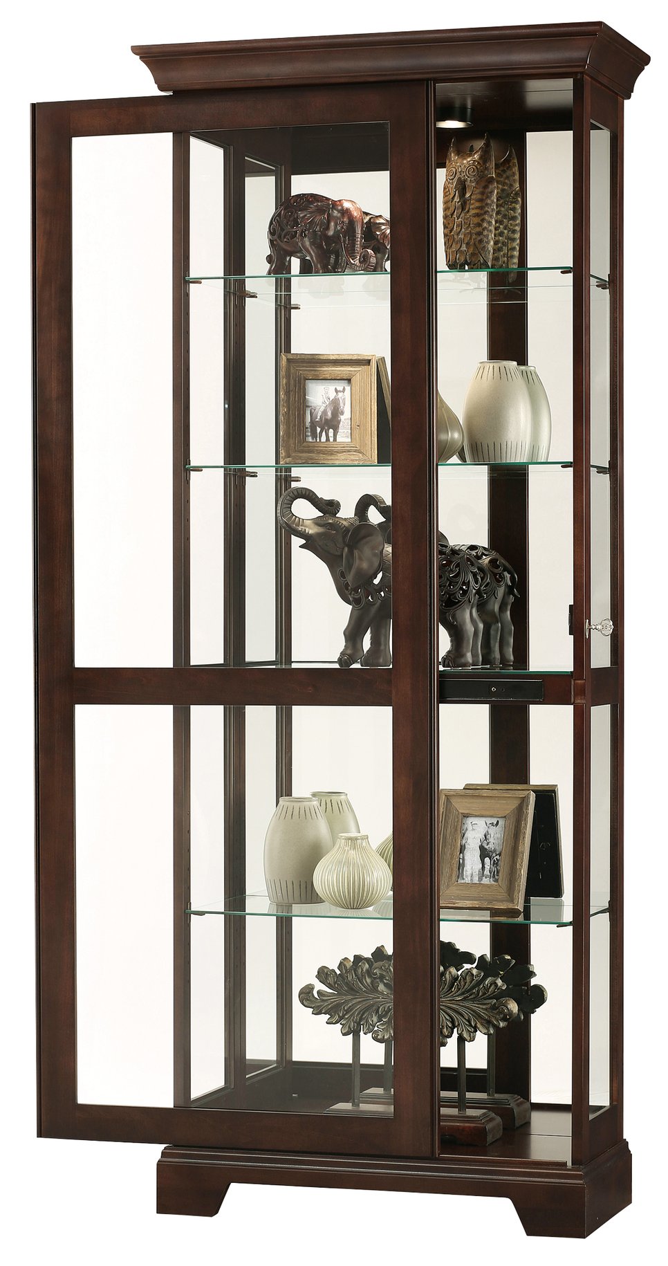 Hekman Furniture 680579 Howard Miller Berends Iii Lighted Curio Cabinet - Elegant Design, Adjustable Shelves & Security Espresso Berends Iii Curio Cabinet 680579