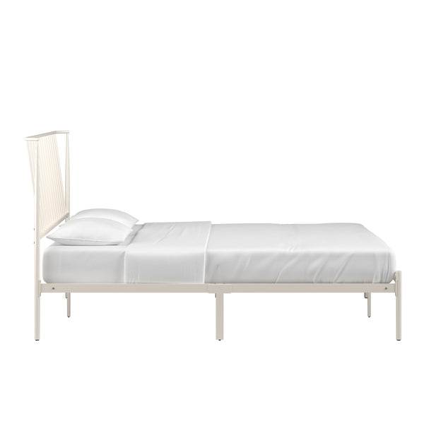 Homelegance By Top-Line Dante Metal Platform Bed with Curved Metal Headboard White Metal
