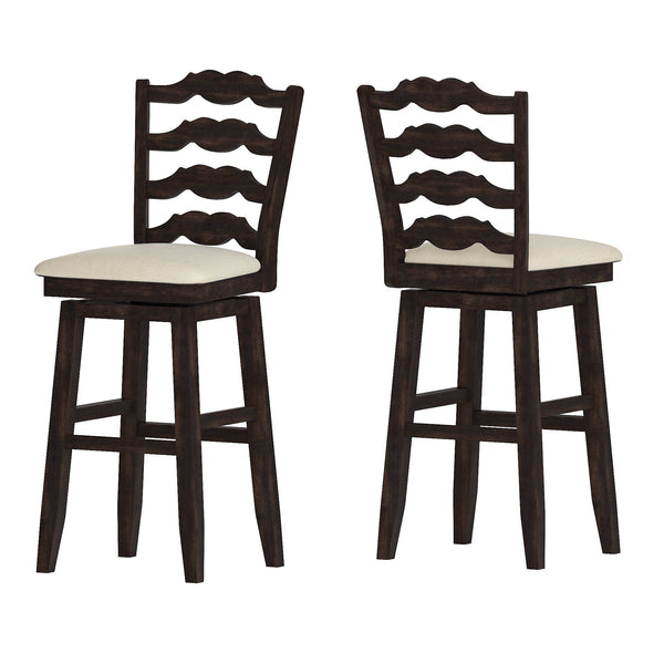 Homelegance By Top-Line Juliette French Ladder Back Swivel Bar Stool Black Rubberwood