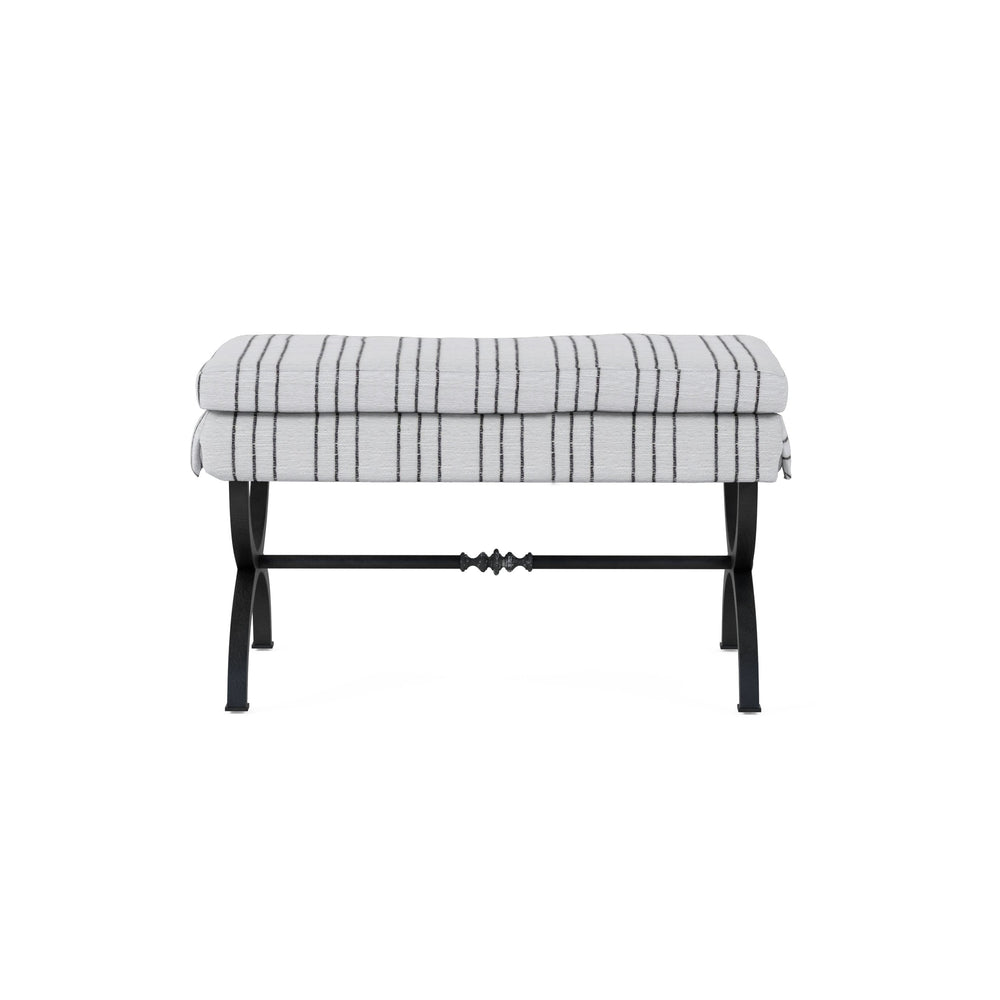 A.R.T. Furniture Alcove Single Bench - Stylish Casual Traditional Design In Sidecar Graphite & Burnished Brass Finish Beige Parrawood Solids,Iron,Fabric,Foam 321311-1241