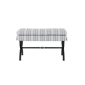 A.R.T. Furniture Alcove Single Bench - Stylish Casual Traditional Design In Sidecar Graphite & Burnished Brass Finish Beige Parrawood Solids,Iron,Fabric,Foam 321311-1241
