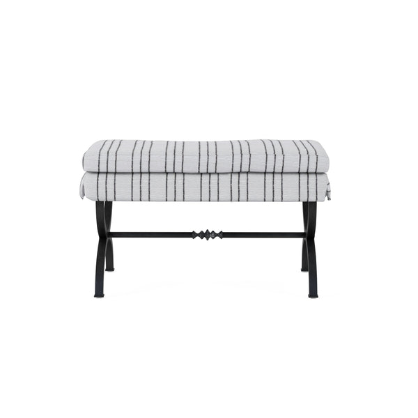 A.R.T. Furniture Alcove Single Bench - Stylish Casual Traditional Design In Sidecar Graphite & Burnished Brass Finish Beige Parrawood Solids,Iron,Fabric,Foam 321311-1241