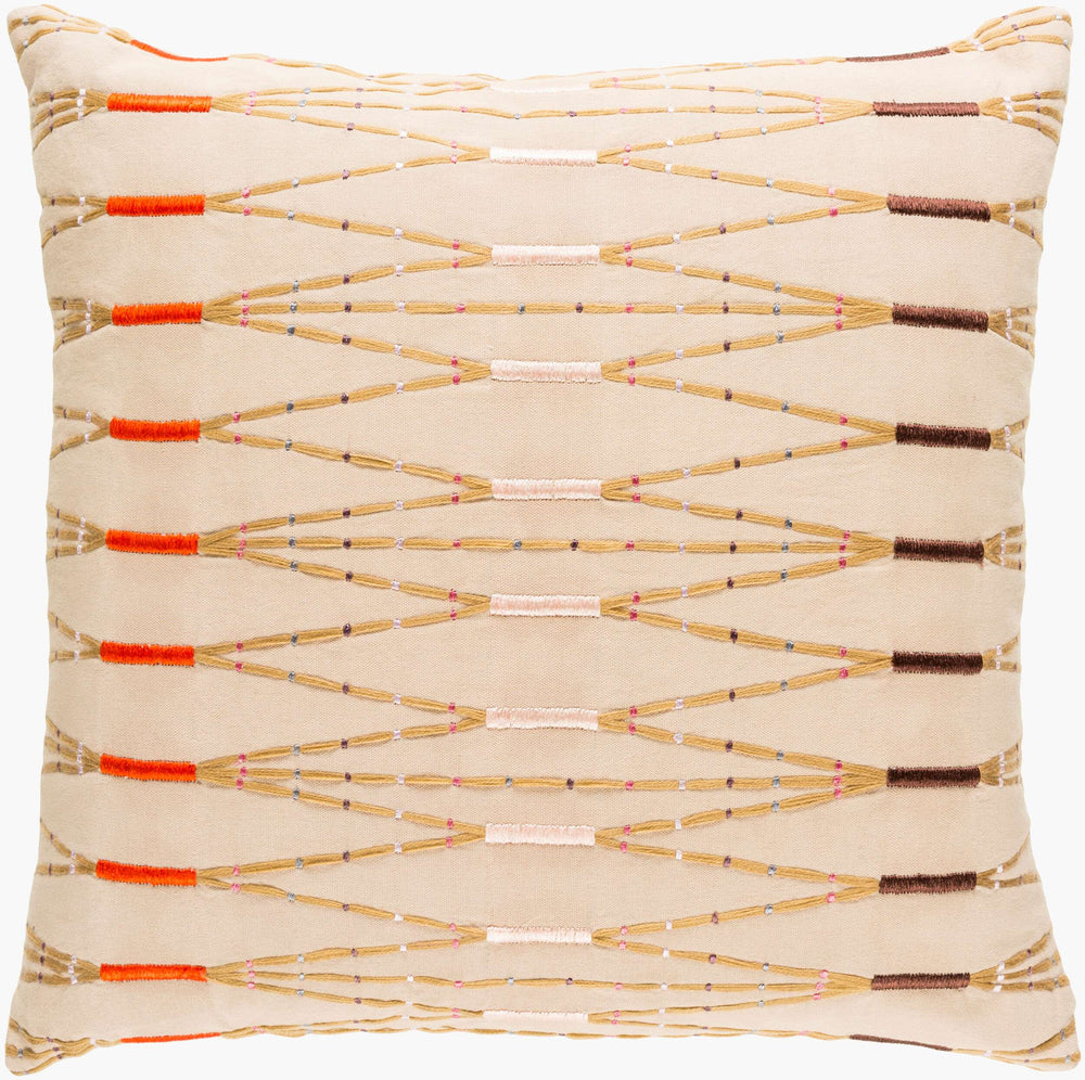 Surya Kikuyu 22"L X 22"W Accent Pillow - Global Inspired Design For Elegant Home Decor & Durability Light Brown Cotton,Cotton Kik001-2222p