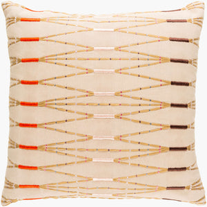 Surya Kikuyu 22"L X 22"W Accent Pillow - Global Inspired Design For Elegant Home Decor & Durability Light Brown Cotton,Cotton Kik001-2222p