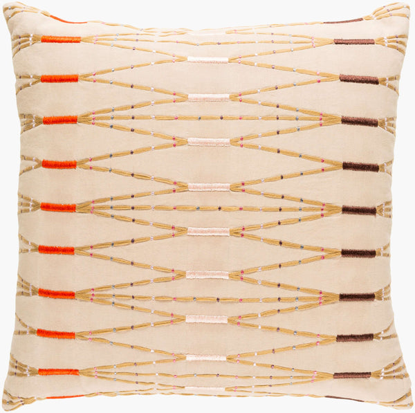 Surya Kikuyu 22"L X 22"W Accent Pillow - Global Inspired Design For Elegant Home Decor & Durability Light Brown Cotton,Cotton Kik001-2222p