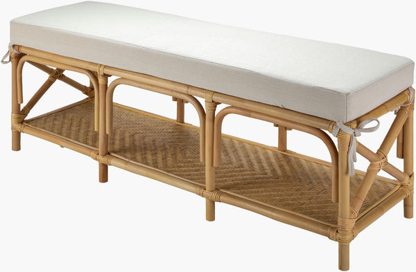 Livabliss Kaili Natural Rattan Woven Bench Airy Open Weave Entryway Bedroom Accent Seat KIL001-195116