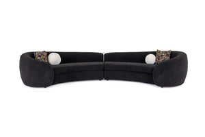 VIG Furniture Kilmer Curved Black Fabric Sectional Sofa With White Accent Pillows — Modern Sculptural Comfort & Durability VGOD-ZW-22017-B