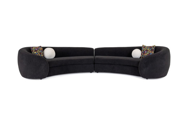 VIG Furniture Kilmer Curved Black Fabric Sectional Sofa With White Accent Pillows — Modern Sculptural Comfort & Durability VGOD-ZW-22017-B