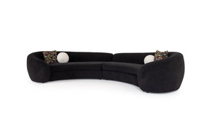 VIG Furniture Kilmer Curved Black Fabric Sectional Sofa With White Accent Pillows — Modern Sculptural Comfort & Durability VGOD-ZW-22017-B