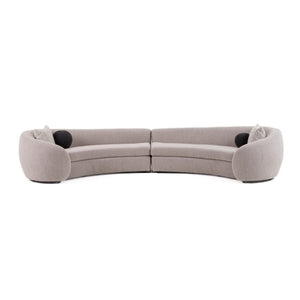 VIG Furniture Kilmer Curved Sculptural Sofa With High-Resilience Foam & Sinuous Springs For Modern Living Rooms Grey Sectional Sofa VGOD-ZW-22017-GRY