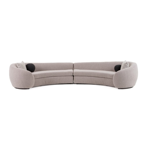 VIG Furniture Kilmer Curved Sculptural Sofa With High-Resilience Foam & Sinuous Springs For Modern Living Rooms Grey Sectional Sofa VGOD-ZW-22017-GRY