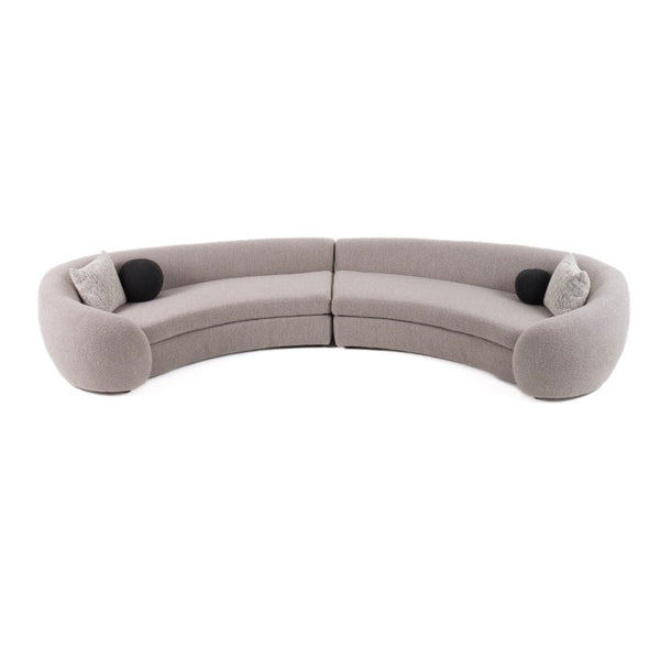 VIG Furniture Kilmer Curved Sculptural Sofa With High-Resilience Foam & Sinuous Springs For Modern Living Rooms Grey Sectional Sofa VGOD-ZW-22017-GRY