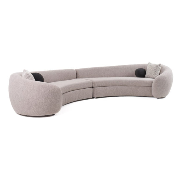 VIG Furniture Kilmer Curved Sculptural Sofa With High-Resilience Foam & Sinuous Springs For Modern Living Rooms Grey Sectional Sofa VGOD-ZW-22017-GRY