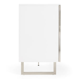 VIG Furniture Kilson Modern White Buffet With High-Gloss Lacquer, Chrome Geometric Trim & U-Shaped Steel Legs VGVCG1819-WHT
