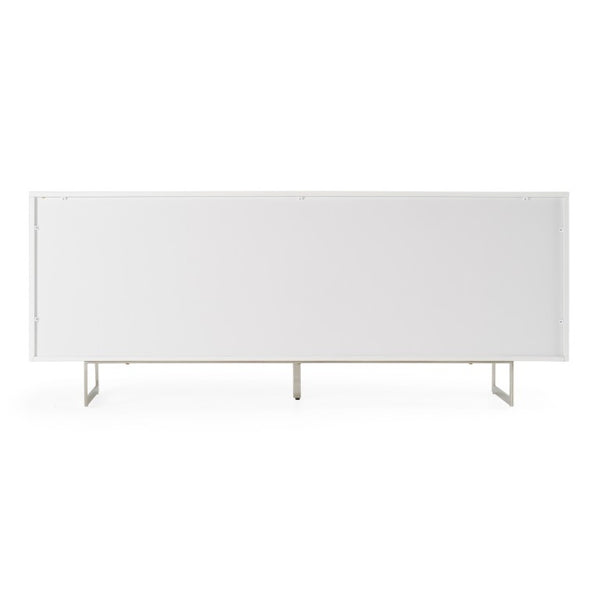 VIG Furniture Kilson Modern White Buffet With High-Gloss Lacquer, Chrome Geometric Trim & U-Shaped Steel Legs VGVCG1819-WHT