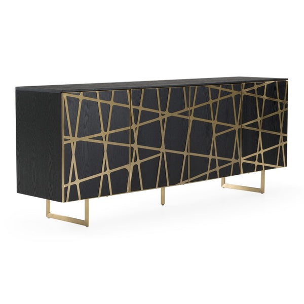 VIG Furniture Kilson Modern Black Oak Buffet With Champagne Gold Accents, Touch-Latch Doors & Generous Storage VGVCG1819-WG-BUF