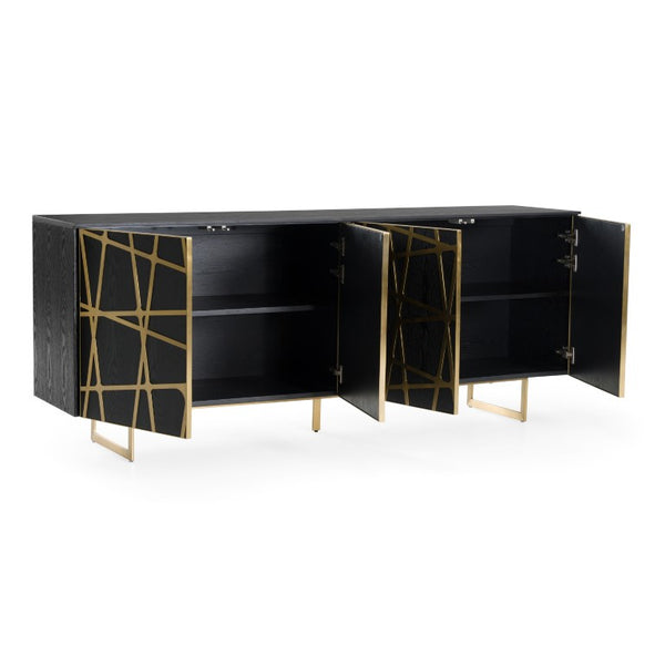 VIG Furniture Kilson Modern Black Oak Buffet With Champagne Gold Accents, Touch-Latch Doors & Generous Storage VGVCG1819-WG-BUF