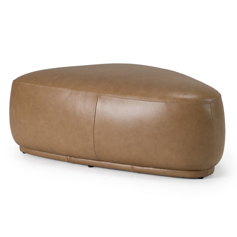 VIG Furniture Kinsey Sculptural Tan Leather River Rock Ottoman — Modern Low‑Profile Seating, Durable Frame, Luxurious Feel VGKK-KF.D2015-L-SAND