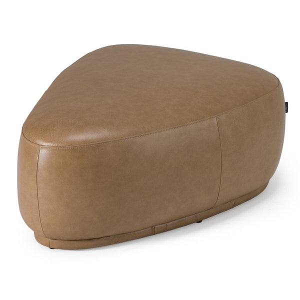 VIG Furniture Kinsey Sculptural Tan Leather River Rock Ottoman — Modern Low‑Profile Seating, Durable Frame, Luxurious Feel VGKK-KF.D2015-L-SAND