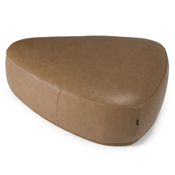VIG Furniture Kinsey Sculptural Tan Leather River Rock Ottoman — Modern Low‑Profile Seating, Durable Frame, Luxurious Feel VGKK-KF.D2015-L-SAND